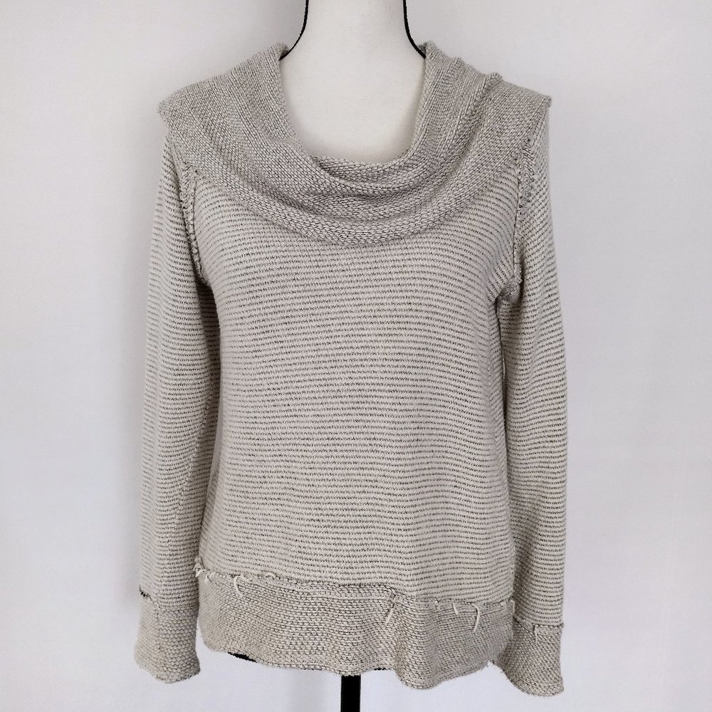 Lucky Brand Cowl Neck Cotton Knit High Low Sweater